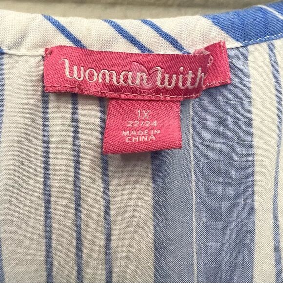 Woman Within ๐ baby blue and white ๐ stripes ๐ 1X - Picture 3 of 3